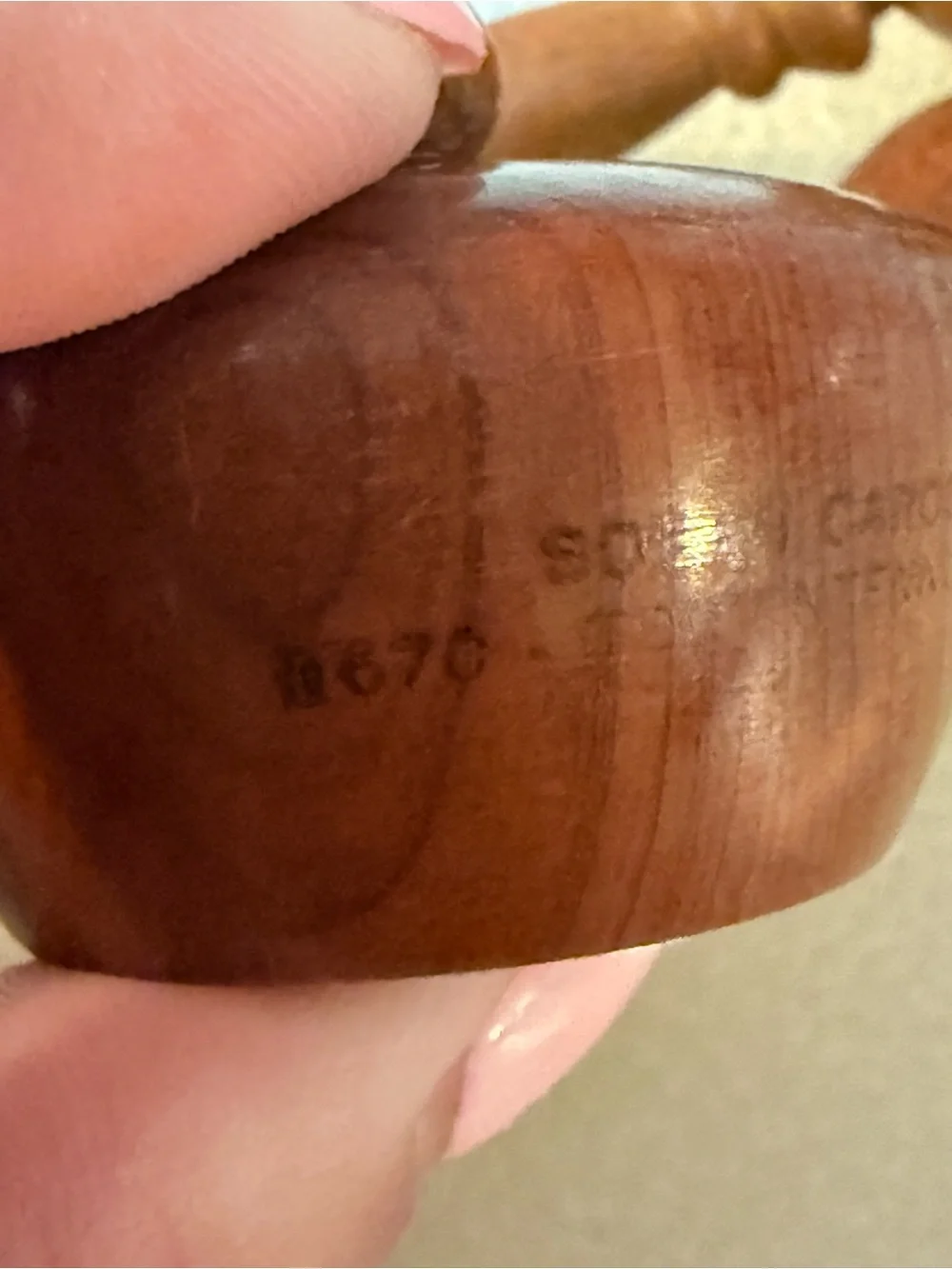 Vintage 1970 SC Tricentennial Carved Wooden Salt & Pepper Set in Warm Brown
